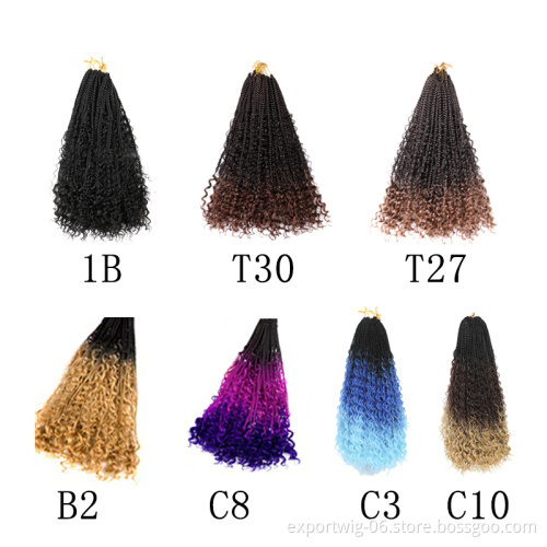 24inch River Box Braids Crochet Hair Synthetic Hair Extensions Crochet Braids Messy Goddess Box Braids With Curly Ends